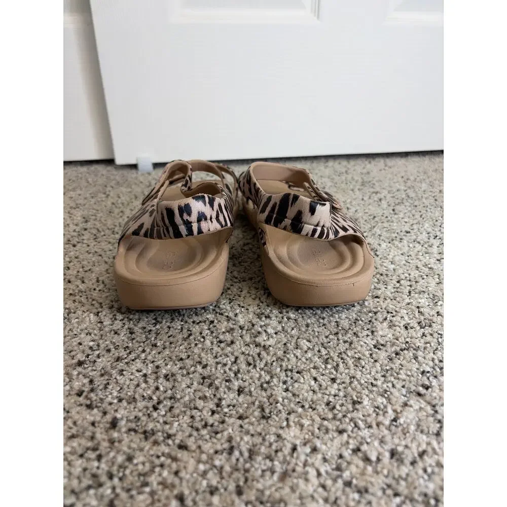 Aetrex Womens‎ Jillian Sport Sandal Size 11 Leopard Strappy Comfort Arch Support